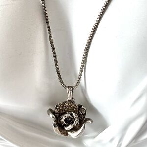 Pewter rose pendant necklace